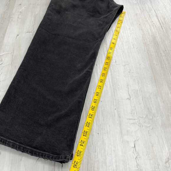 H&M &Denim Black Straight High Waist Ankle Length Cotton Denim Jeans Goth Emo 12 - Picture 8 of 9